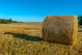 Hay bales - rural landscape, the end of a sunny day