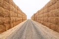 Hay bales stacked high Royalty Free Stock Photo