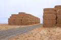 Hay bales stacked high Royalty Free Stock Photo