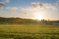 Hay Bales Sunset Summer on field