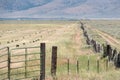 Hay bales and wooden fence line, Northern California ranch Royalty Free Stock Photo