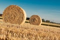 Hay bundles on a field Royalty Free Stock Photo