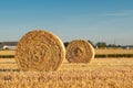 Hay bundles on a field Royalty Free Stock Photo