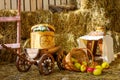 Hay farm apples cart cart cart barrel barn Sunny day