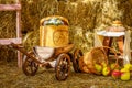 Hay farm apples cart cart cart barrel barn Sunny day