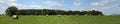 Hay Field Bales Farm Land Panorama, Banner Royalty Free Stock Photo