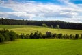 Hay field landscape blue sky quebec canada Royalty Free Stock Photo