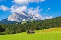 Hay hut in the Humpback Meadows between Mittenwald and Kruen, Germany Royalty Free Stock Photo