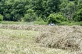 Hay Making with tractor in background Royalty Free Stock Photo