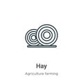 Hay outline vector icon. Thin line black hay icon, flat vector simple element illustration from editable farming concept isolated Royalty Free Stock Photo