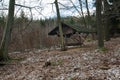 Hay rack to feed animals in forest