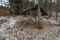 Hay rack to feed animals in forest