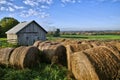 The hay rolls on a farm field, Georgetown, Ontario, Canada Royalty Free Stock Photo