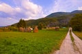 Hay in stacks - village in Serbia Royalty Free Stock Photo