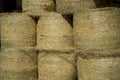 The hay storage shed full of bales on farm, Rural land cowshed farm Royalty Free Stock Photo