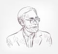 Hayao Miyazaki vector sketch portrait face famous Royalty Free Stock Photo