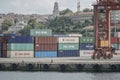 Haydarpasa Cargo Port that is full of containers in Istanbul, Turkey. Royalty Free Stock Photo