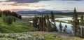 Hayden Valley Sunset Panorama Royalty Free Stock Photo