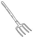 Hayfork sketch. Farm hand tool doodle icon
