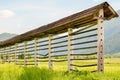 Hayrack standing in a field Royalty Free Stock Photo