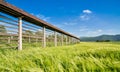 Hayrack standing in a field Royalty Free Stock Photo