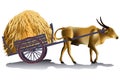 Hayrick in the buffalo cart vector illustration