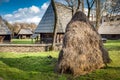 Hayrick in a Romanian village Royalty Free Stock Photo