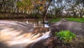 Hays, KS USA - Muddy Waters of the Big Creek in after Spring Floods