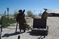 HAYSK / KRASNODAR TERRITORY, RUSSIA - APRIL 28, 2017: a statue of a pirate and treasure chest