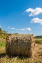 A haystack in a farmer`s field.