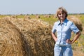 Haystack and girl