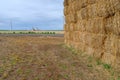 A haystack and grain elevator in southeastern Washington, USA Royalty Free Stock Photo