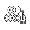 Haystack icon or straw roll with garden fork