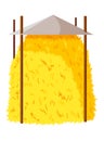 Haystack isolated on white background. Flat vector illustration dried haystack. Farming haymow bale hayloft