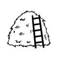 Haystack and ladder outline symbol. vector illustration