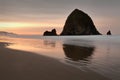 Haystack Rock Beach Sunrise Royalty Free Stock Photo