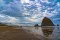 The Haystack Rock on Cannon Beach on the Oregon coast Royalty Free Stock Photo