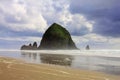 Cannon Beach with Haystack Rock, Pacific Northwest, Oregon Coast Royalty Free Stock Photo