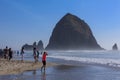 Haystack Rock in Cannon beach, Tourist attraction in Oregon Royalty Free Stock Photo