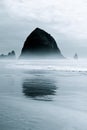 Haystack Rock Reflection Low Tide Vertical Royalty Free Stock Photo