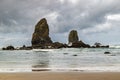 Haystack Rock and The Needles at Cannon Beach Royalty Free Stock Photo