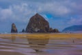 Haystack Rock Reflection Low Tide Royalty Free Stock Photo