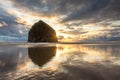 Haystack Rock Sunset Royalty Free Stock Photo