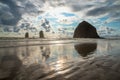 Haystack Rock Sunset Royalty Free Stock Photo