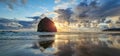 Haystack Rock Sunset Royalty Free Stock Photo