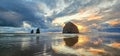 Haystack Rock Sunset Royalty Free Stock Photo