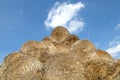 Haystacks bales in countryside