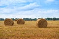 Haystacks in summer field, beautiful landscape