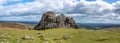 Haytor rock on Dartmoor in England. Panoramic picture