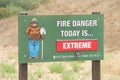 Close up of Extreme fire danger sign with Smokey the bear